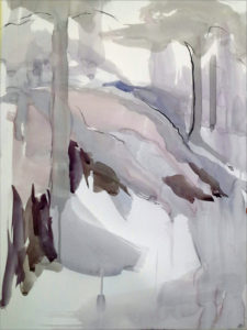 Lunta kallioilla, akvarellityö