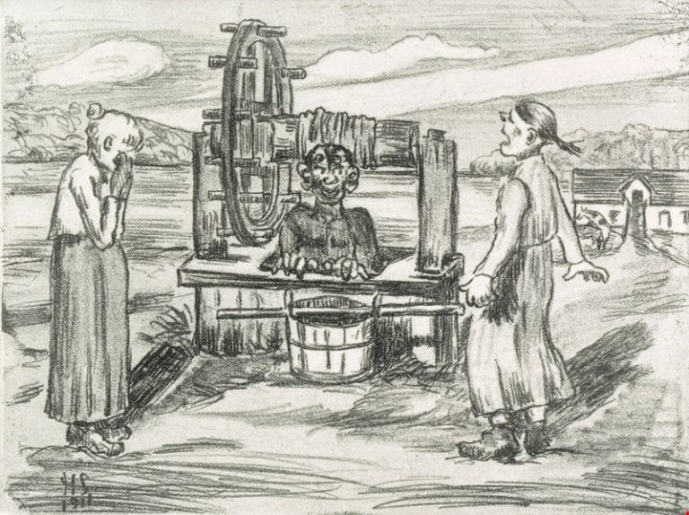 Piru kaivossa, Hugo Simberg, grafiikka 1911